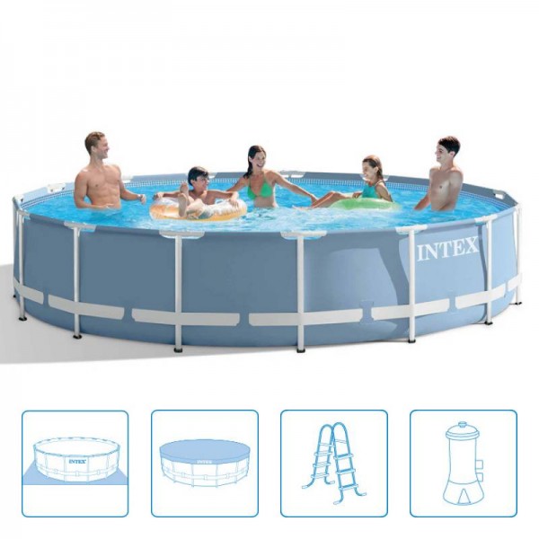 INTEX Prismaframepool 457x84 cm inkluisve starker Pumpe