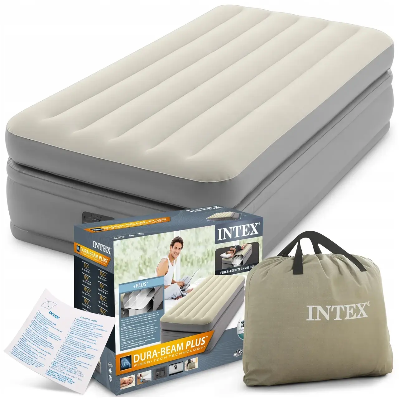 Intex Twin Prime Comfort Elevated Airbed mit Fixleintuch Kerbe