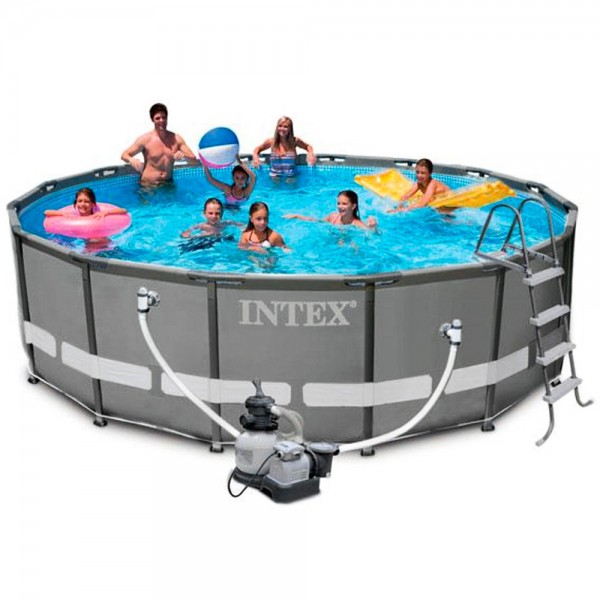 INTEX 549x132cm Solarheizpool ohne Pumpe jedoch mit Sicherheitsleiter – Bild 2