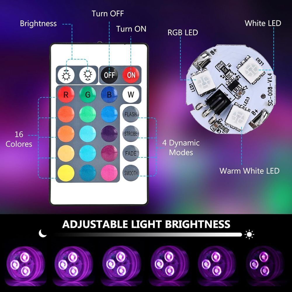 POOLTOOL LED Miniatur Leuchte mit Batterien + Saugnapf + Fernbedienung – Bild 4