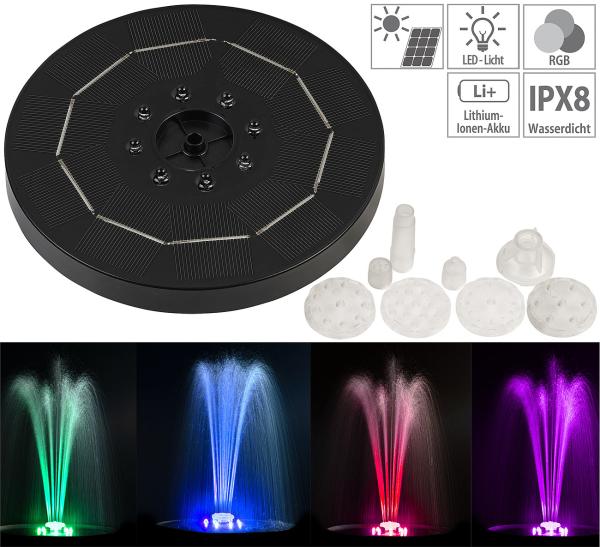 POOLTOOL Solarbrunnenpumpe, Vogelbadbrunnen, Schwimmender Brunnen für Pools mit 6 Sprühaufsätzen und Distanzhaltern! – Bild 9